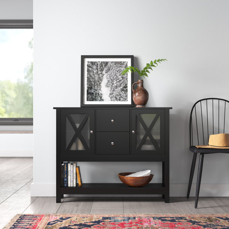 39.25'' Wide 2 Drawer Sideboard,Dining cabinet,Office credenza, Black