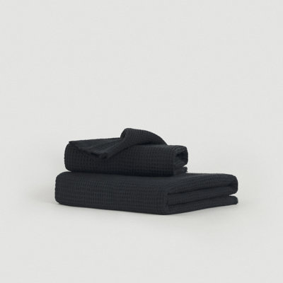 Ink Black Everyday Waffle Towels 12 Piece Set