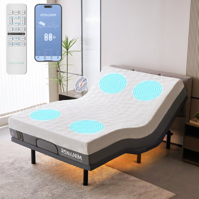 Lit réglable SF avec matelas hybride de 10 po inclus Massage, USB, éclairage sous le lit, télécommande sans fil et télécommande sans fil et contrôle des applications
