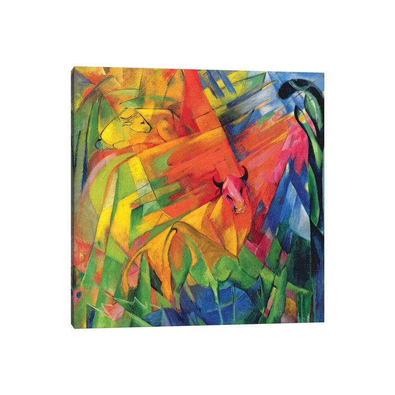 Animals In A Landscape, 1914 by Franz Marc - Wrapped Canvas Painting, 45.72 cm H x 45.72 cm W x 1.91 cm D