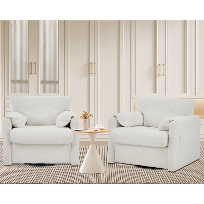 Fauteuil pivotant simple avec revêtement en chenille confortable - Éponge à haute résilience et pieds robustes pour le salon, la chambre à coucher et le bureau
