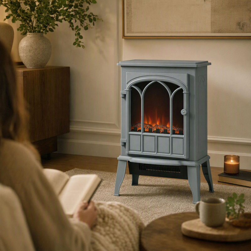 HOMCOM 39 cm W Grey Electric Stove
