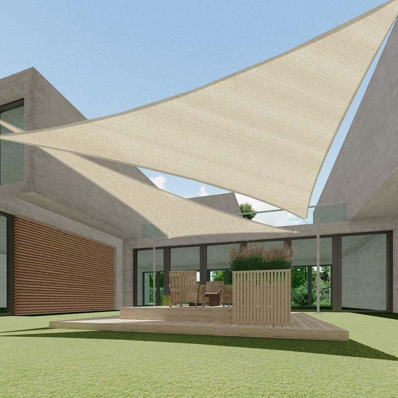 Auvent triangulaire de voile d'ombrage de soleil, parasol de bloc UV pour la cour extérieure de jardin, Crème