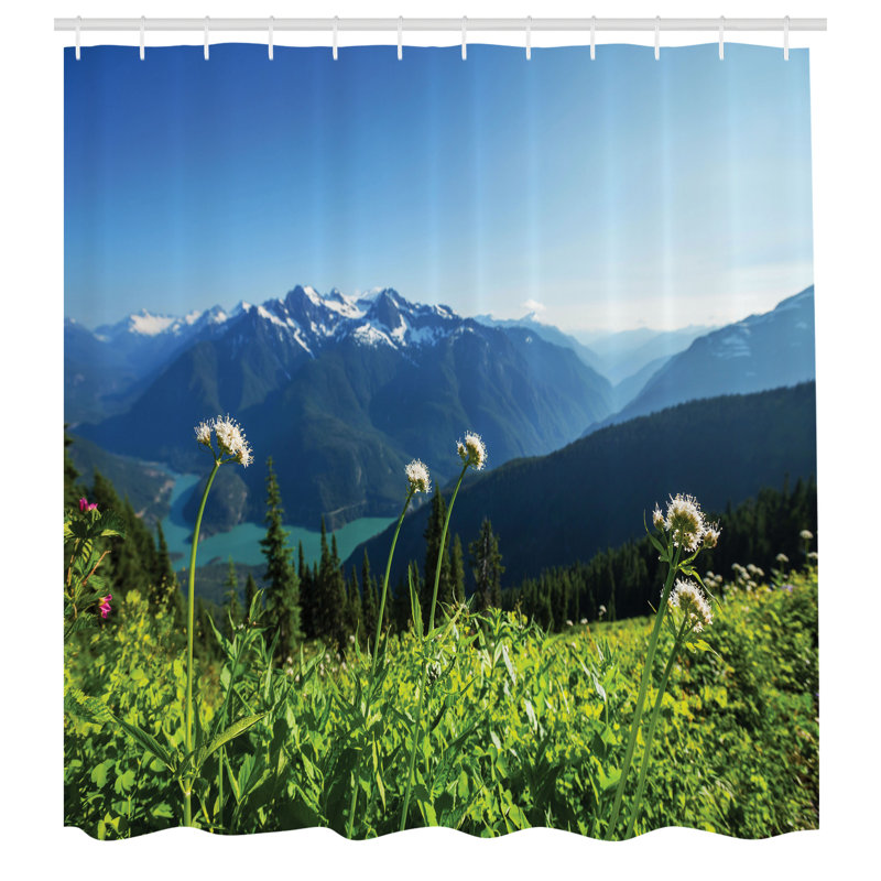 Ensemble de rideau de douche et crochets Nature, H 70 po x l 69 po