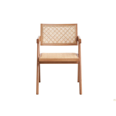 Chaise avec accoudoirs en rotin et finition naturelle Velentina (ensemble de 2)