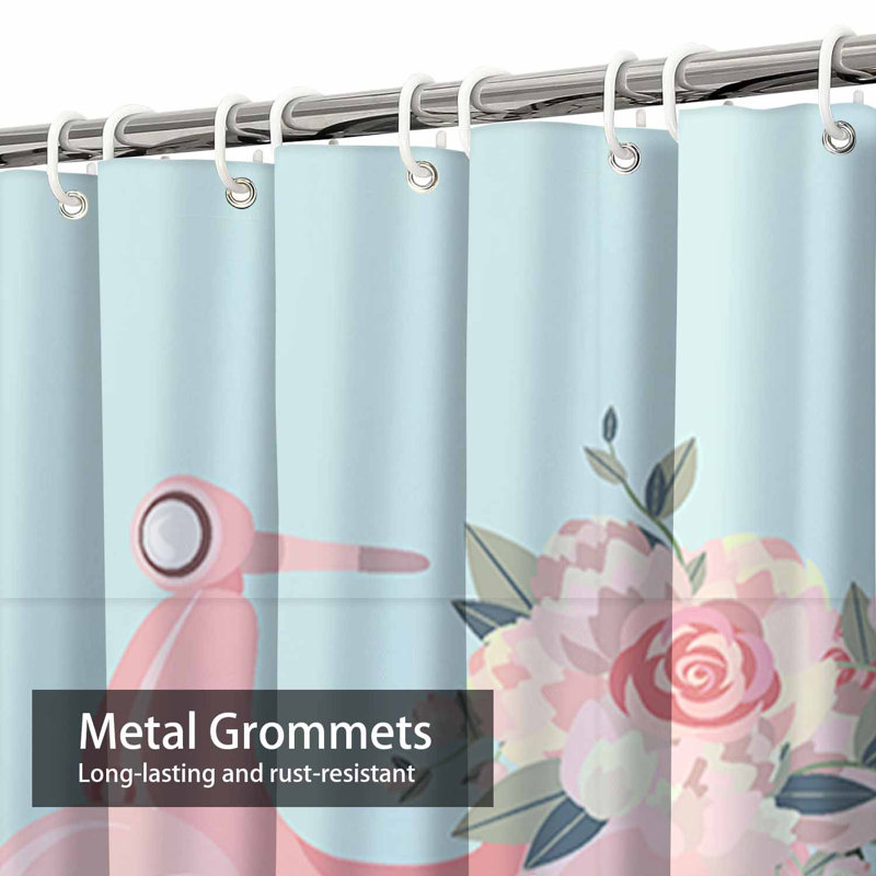 Rideau de douche imperméable à motif floral avec 12 crochets, L 72 po x l 84 po