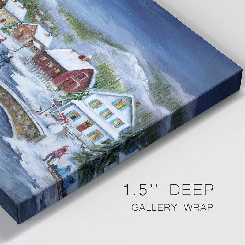 Moonlit Skaters - Wrapped Canvas Print, 12" H x 18" W x 1" D