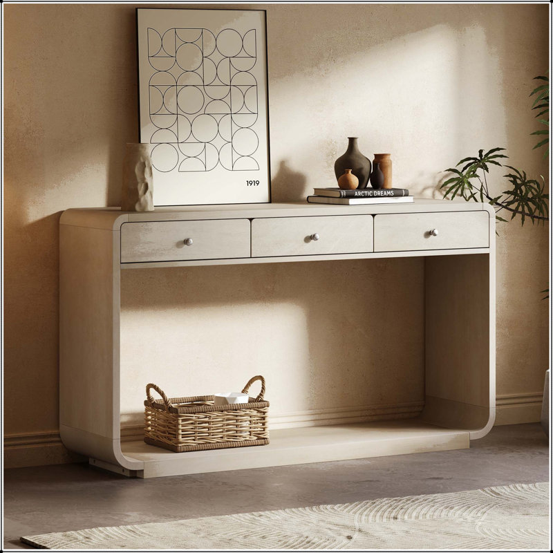 Console de style antique avec 3 tiroirs, Natural