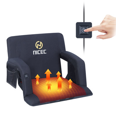 Reclining Folding Stadium Seat with Cushion -  MUKE, WG-HEATSEAT-10BLK01