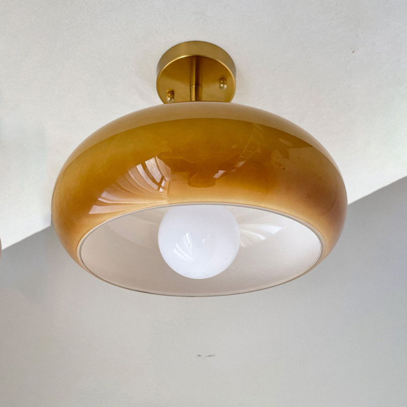 Plafonnier semi-encastré en verre de style français, Orange