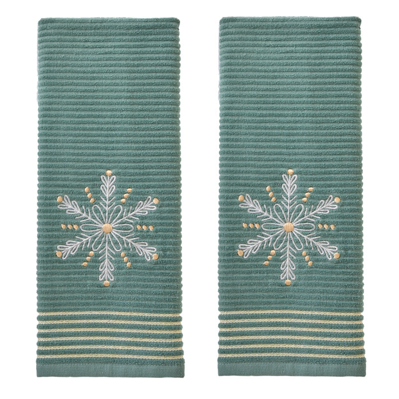 SKL Home Snowflake Hand Towel (2-Pack), Green