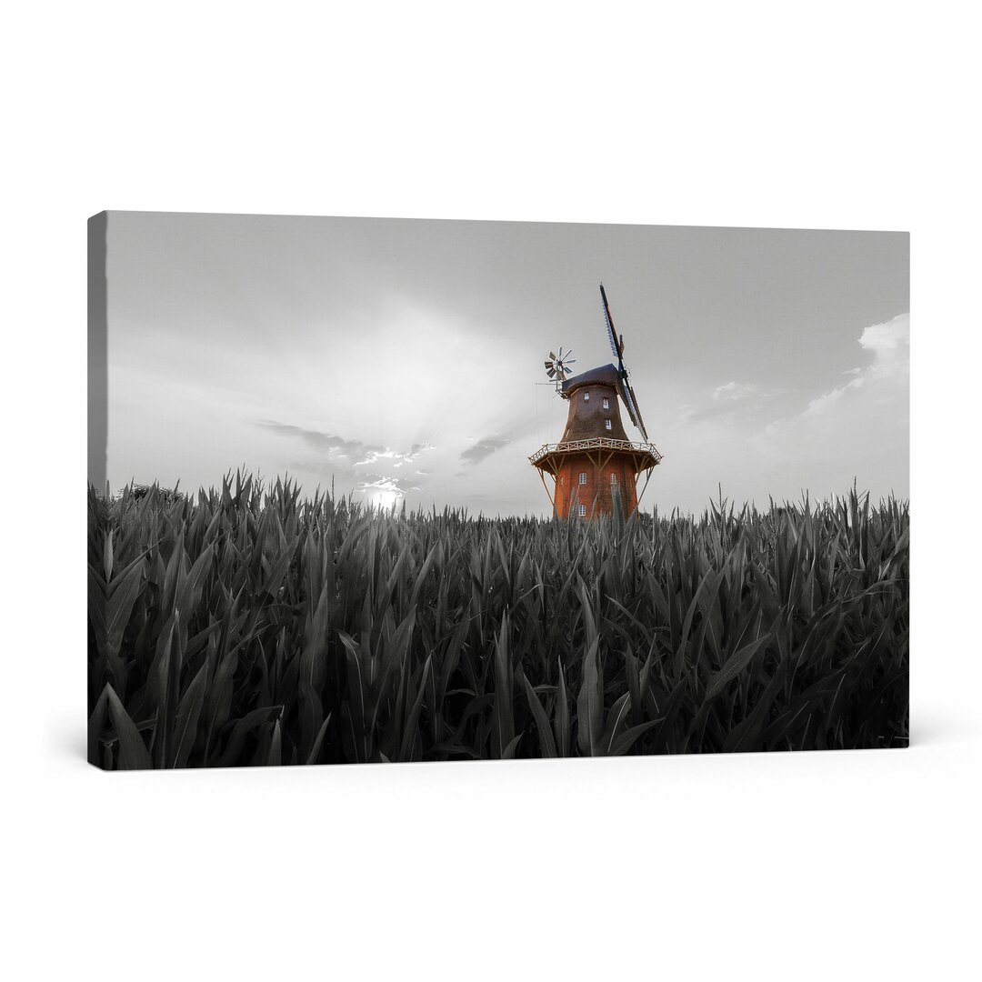 Leinwandbild Schöne Windmühle auf dem Feld