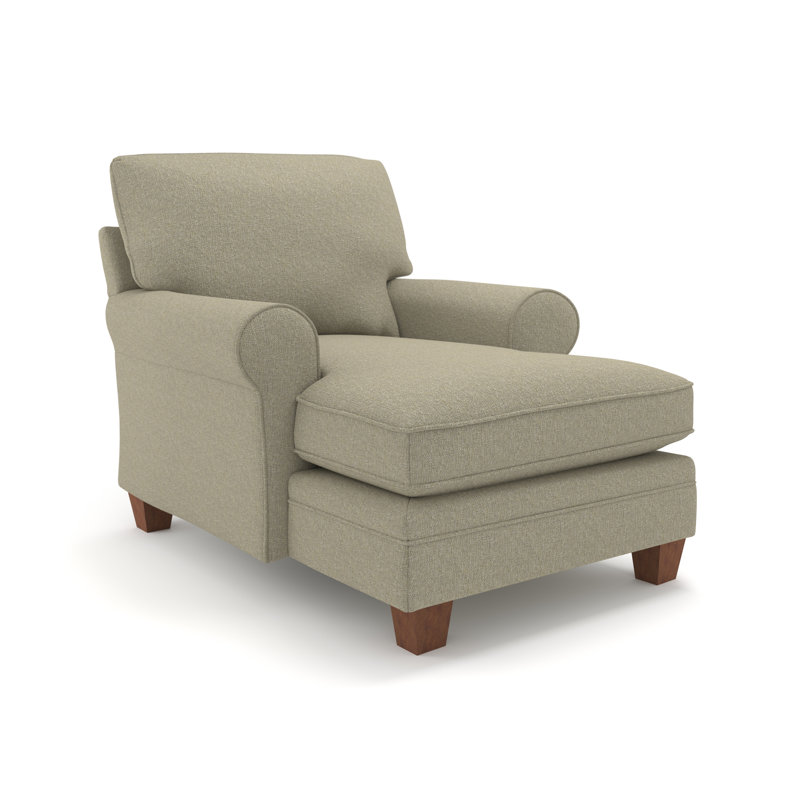 Mignone Capriccio Round Arms Chaise Lounge, Linen, Dark Walnut