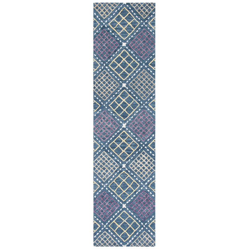 Metro Hand Tufted Wool And Cotton With Latex Geometric Rug, Runner 2'3" x 9'