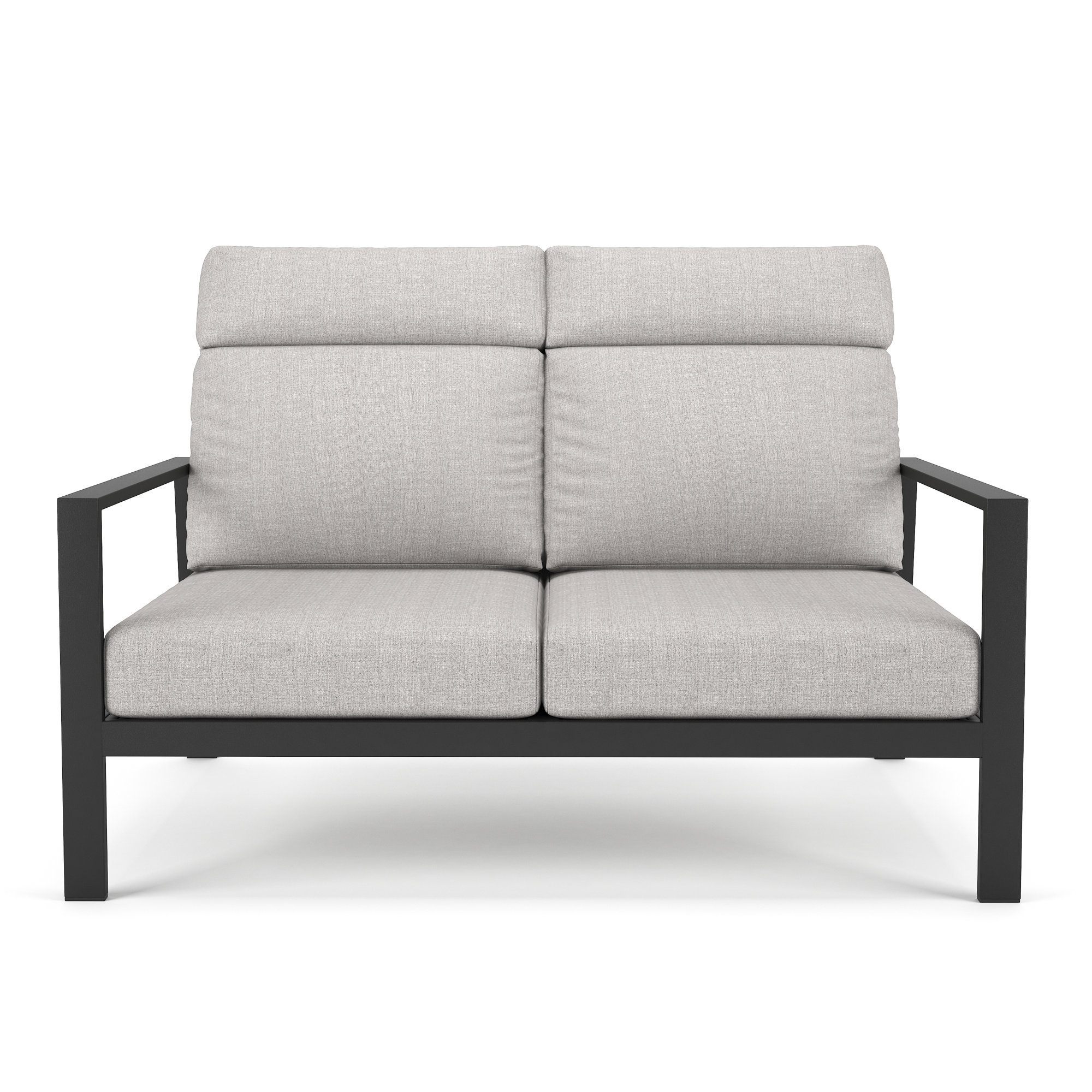 Townsend Metal Outdoor Loveseat With Sunbrella Cushion, Canvas Granite