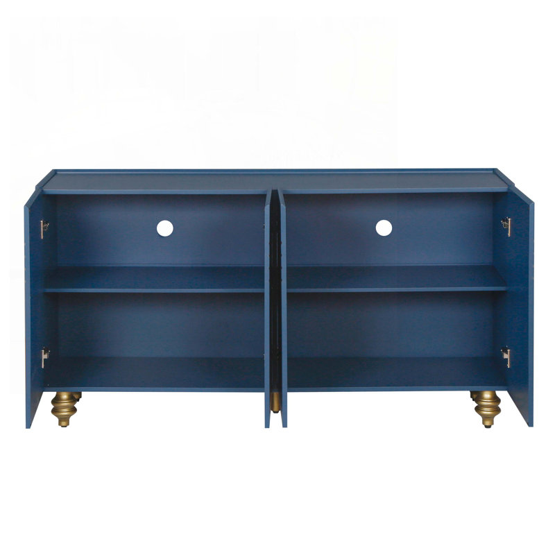 Armoire de rangement avec 4 portes, tablettes réglables, Bleu