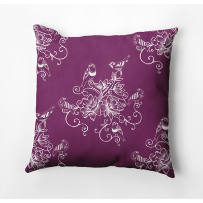 Botanical Blooms Morning Birds Outdoor Square Pillow Cover & Insert