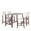 Ensemble de table de salle à manger à hauteur de comptoir 5 pièces Mid-Century, table de bar en faux marbre et 4 chaises rembourrées pour salle à manger, cuisine de pub et petite place-1080338579