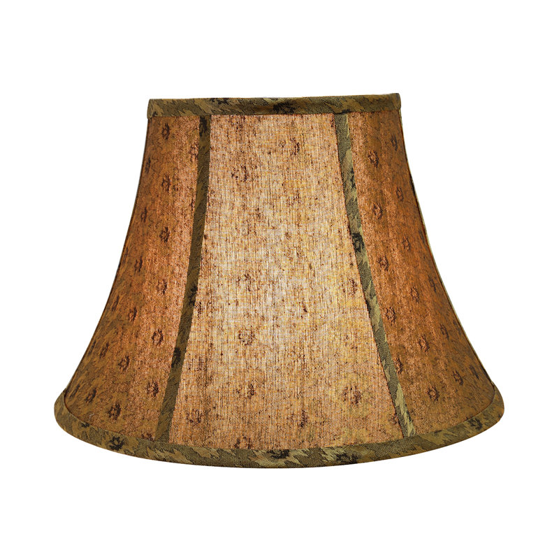 Pumpkin Gold Jacquard Fabric Bell Lamp Shade with Black Accents