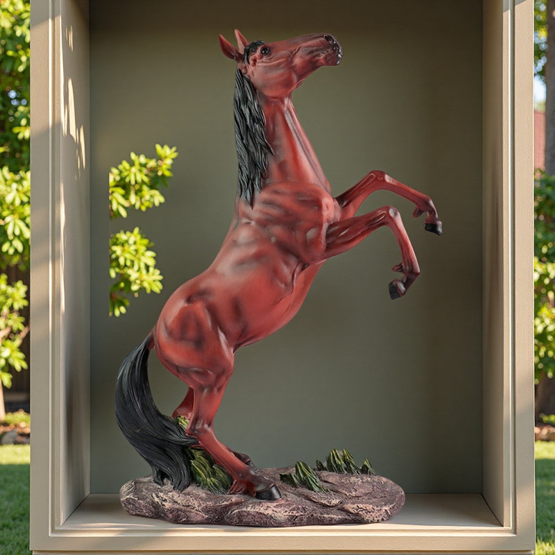 Statue de cheval cabré de 51 cm de haut, figurine d'étalon dynamique, sculpture décorative pour salon, bureau, cadeau idéal pour une pendaison de crémaillère ou la fête des pères