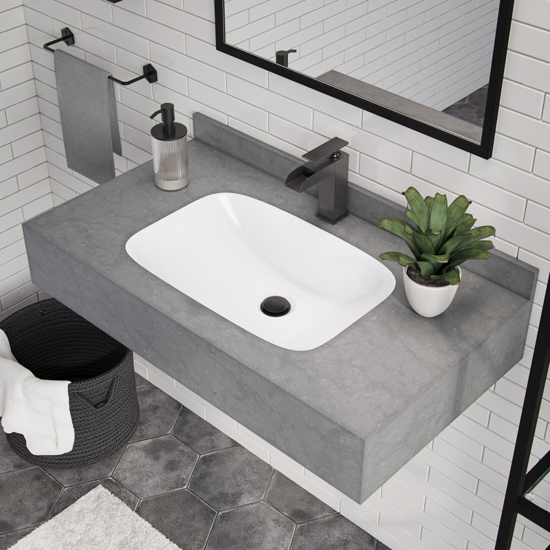 Avancer 36'' Wall Mount Sink In Charcoal Gray, Charcoal Gray