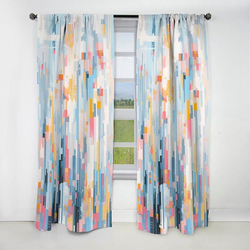 Rideau occultant moderne à motif floral cerisier rose moderne I - cerise, L 52 po x L 95 po