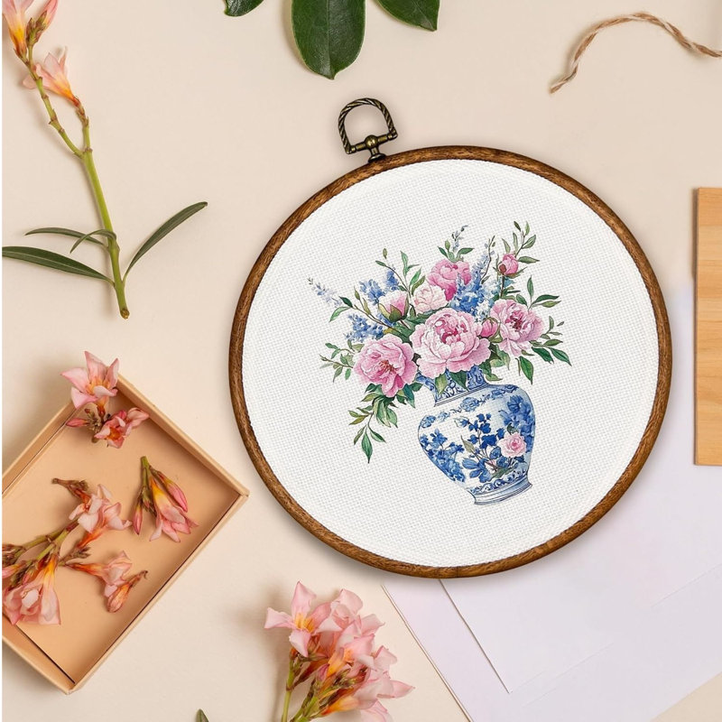 Art mural rose chinoiserie