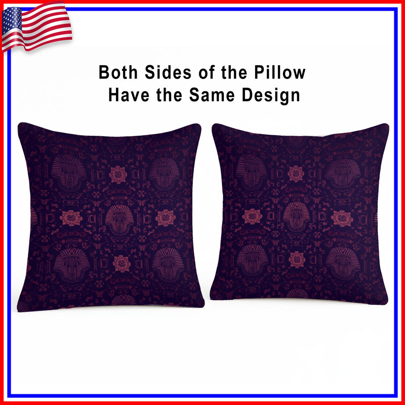 Egyptian Pharaoh Pattern Double Sided Throw Pillows, 14 x 14 inches