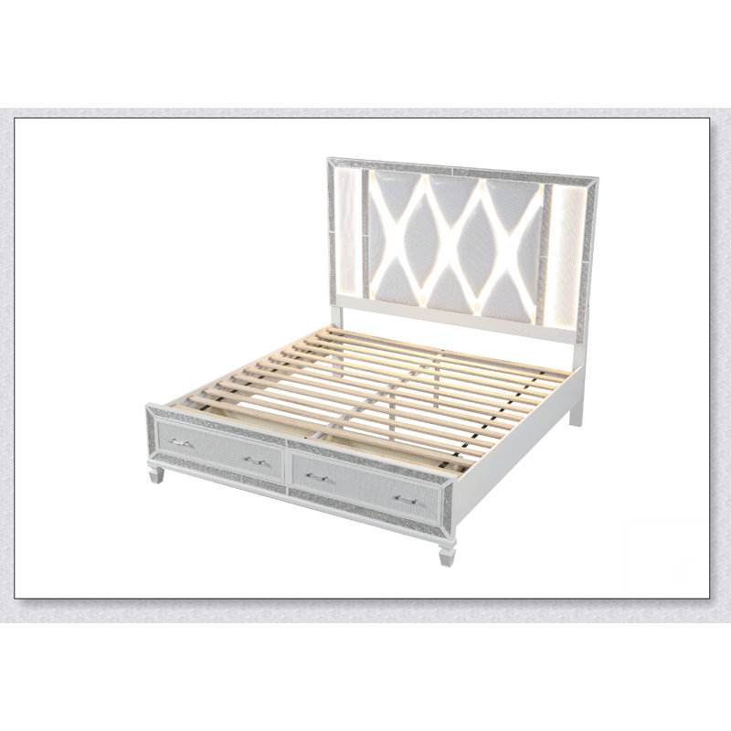 Lit de rangement en cristal avec finition en bois