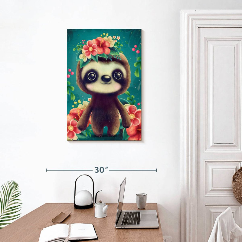 Paresseux floral Brampt, H 30 po x l 20 po