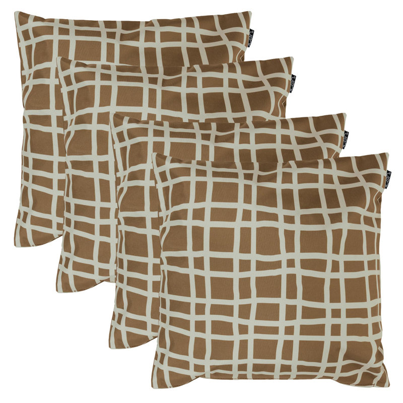 Indoor / Outdoor Square Cushion, Chocolate/White Abstract