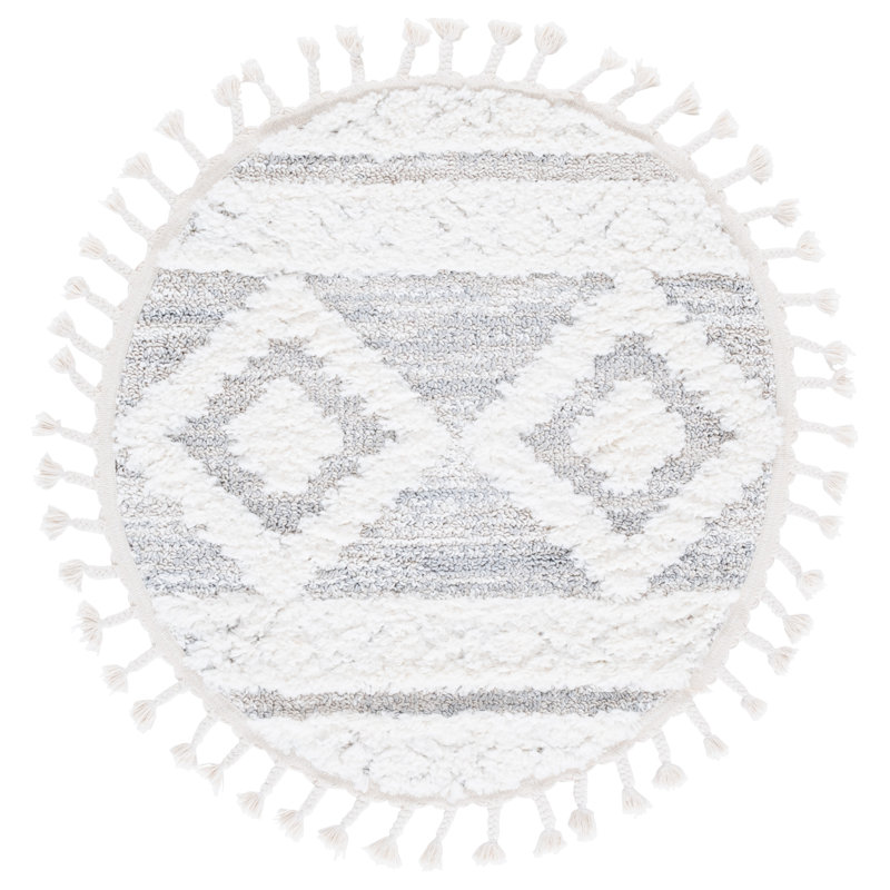 Tapis ivoire / beige Hugley, Rond 3 pi
