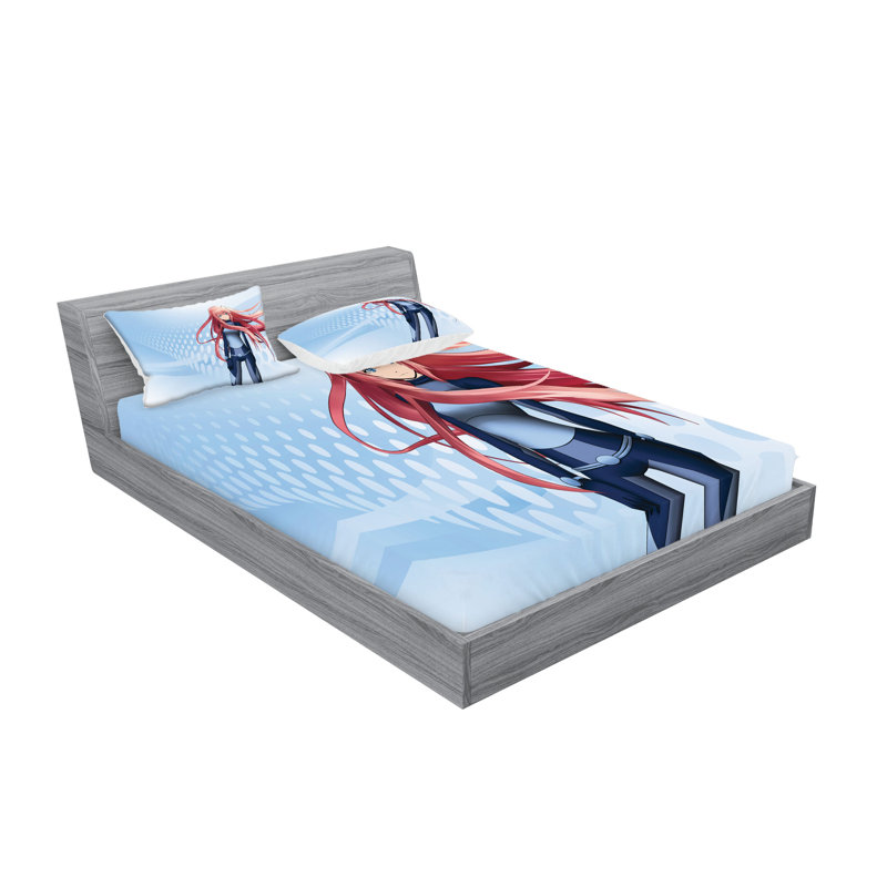 Drap-housse et coussin décoratif Ambesonne, bleu pâle, Ensemble de draps pour grand lit + 5 pièces suppl