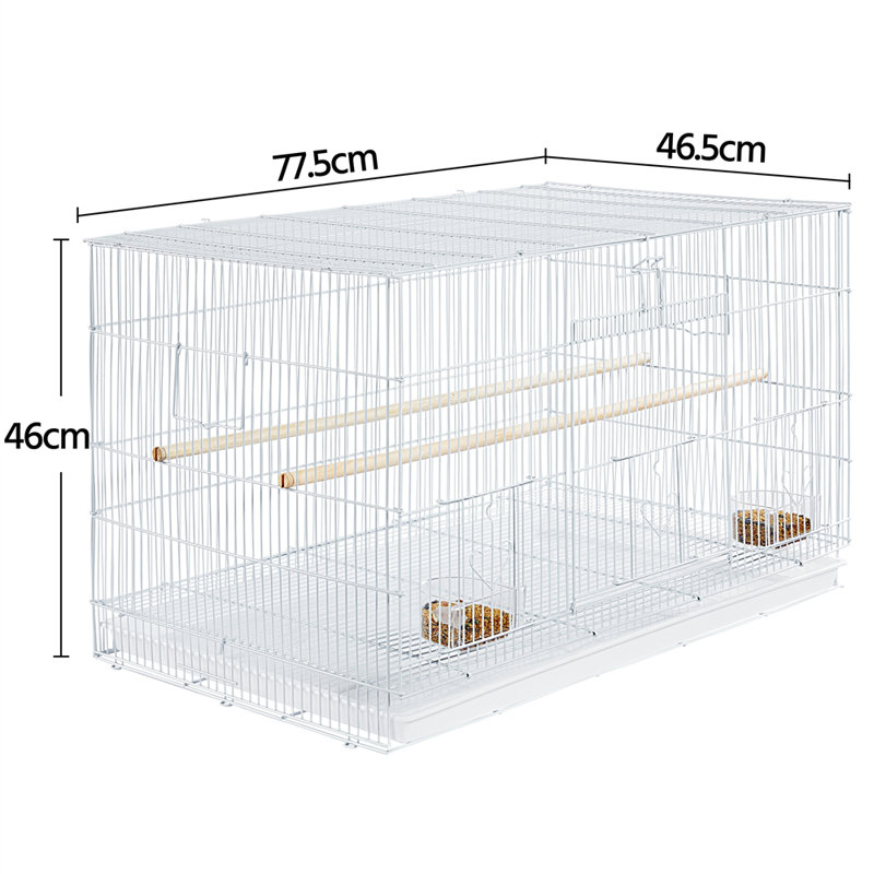 46cm Iron Flat Top Table Top Bird Cage with Perch, White