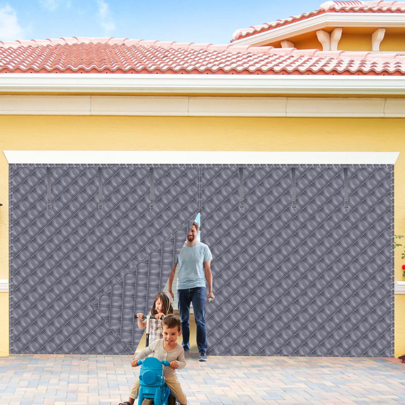 Rideau de porte de garage 16 * 7FT à isolation thermique pour écran de garage deux voitures avec fermeture magnétique