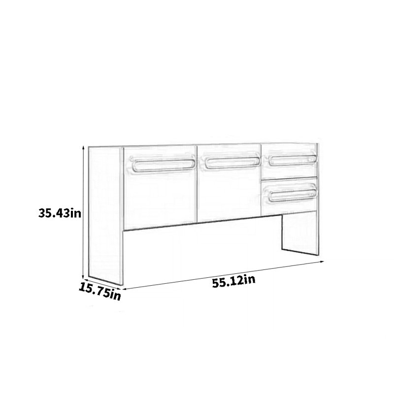 Buffet de style simple, Blanc, crème, 35.43'' H x 55.12'' W x 15.75'' D