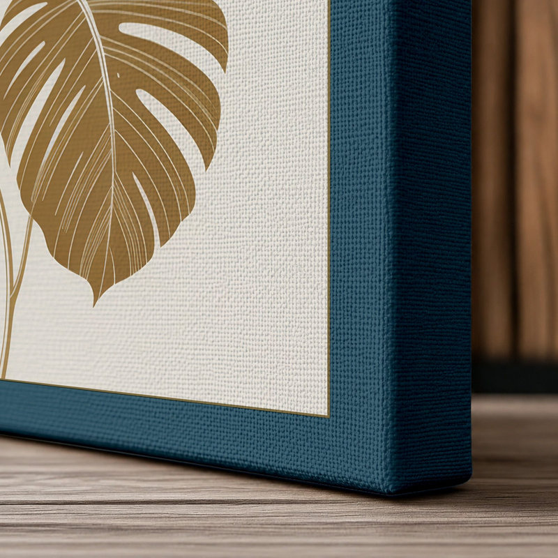 Garden Study Botanical - Wrapped Canvas, 36x24 - 91.4 x 61.0 cm, Teal Border