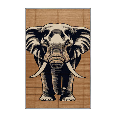 Tapis à motif d'éléphants asiatiques lavables 
