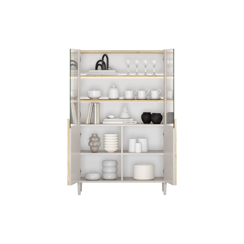 Display Cabinet, Cashmere/Oiled Oak/Light Oak Handles