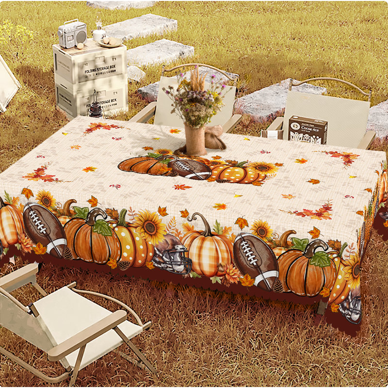 Autumn-Winter Tablecloth 140x180cm Rectangular Seasonal Holiday Patterns Pumpkin Motifs Party Picnic Dinner Table Cover