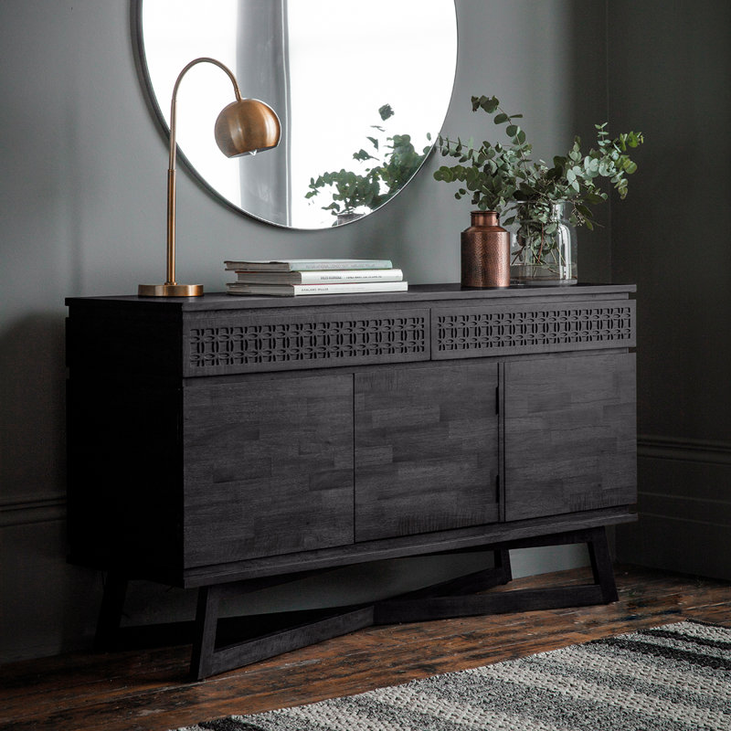 Cassilyn 140cm Solid Wood Sideboard, Black