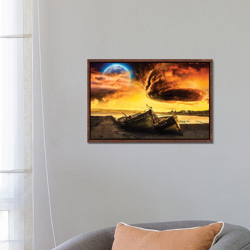 Cloudmania 1 Piece Wall Art on Canvas, 66.04 cm H x 45.72 cm W, Classic Brown Wood Framed