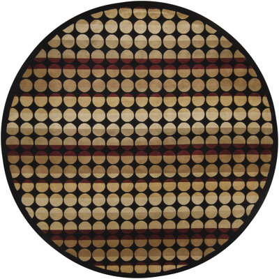 Aadi Polka Dots Hand-Knotted Wool Tan/Black/Wine Area Rug
