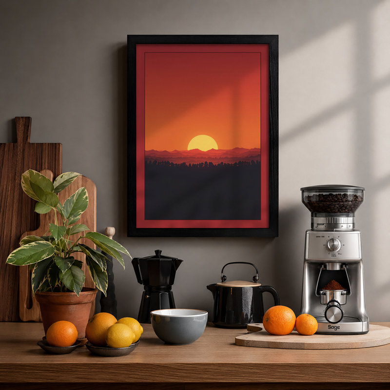 Golden Horizon Minimalist - Print, Black, A3 - 42.0 x 29.7 cm