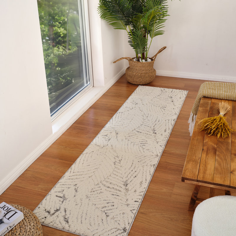 Rug Floral Indoor Area Rug, Cream Gray., Runner 2'3" x 8'