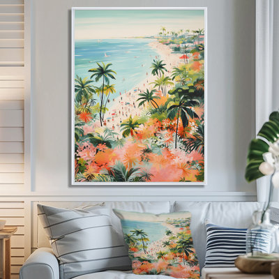 Pastel Colour Coastal Beach Scene Paradise III - Beach Wall Art