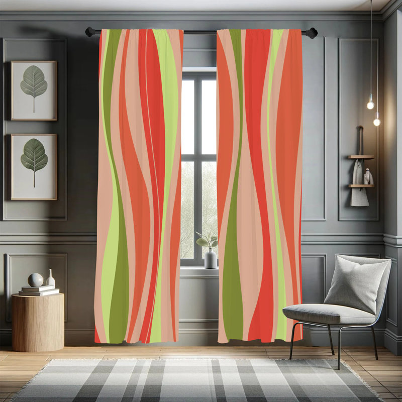 Microfiber Floral Semi-Sheer Rod Pocket Curtain Panels, 28" W x 84" L, White/Orange/Brown/Gray/Black