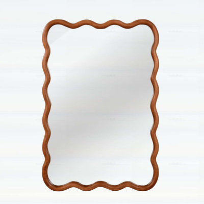 Elegant Wavy Wood Frame Mirror for Home Decor,Durable and Stylish