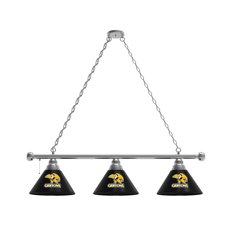 3 - Light Pool Table Lights Pendant, Chrome, Kansas State Wildcats
