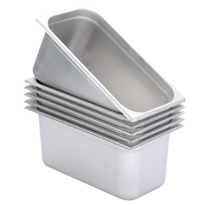 17 Stories Stainless Steel Steam Table Pan - Hotel, Restaurant & Catering Supplies - 24 Gauge Steel, 6.2 qt Capacity - Meal Prep, Cooking, &Food Storage Container - 6" Depth, 1/3-Size (6 Pack)
